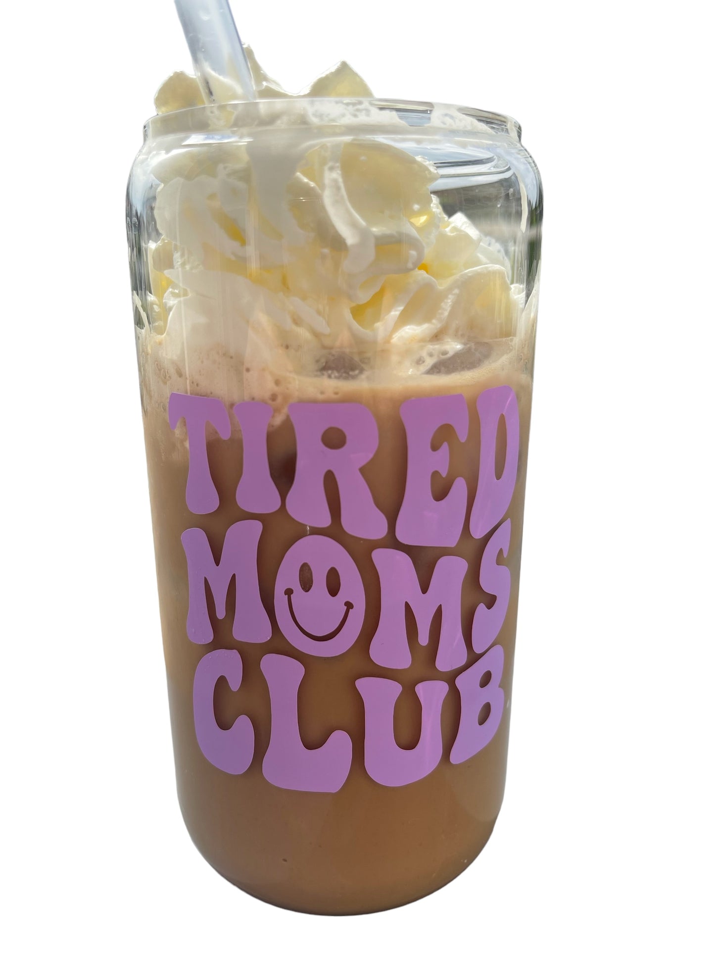 Tired Moms Club Trinkbecher aus Glas mit Bambusdeckel
