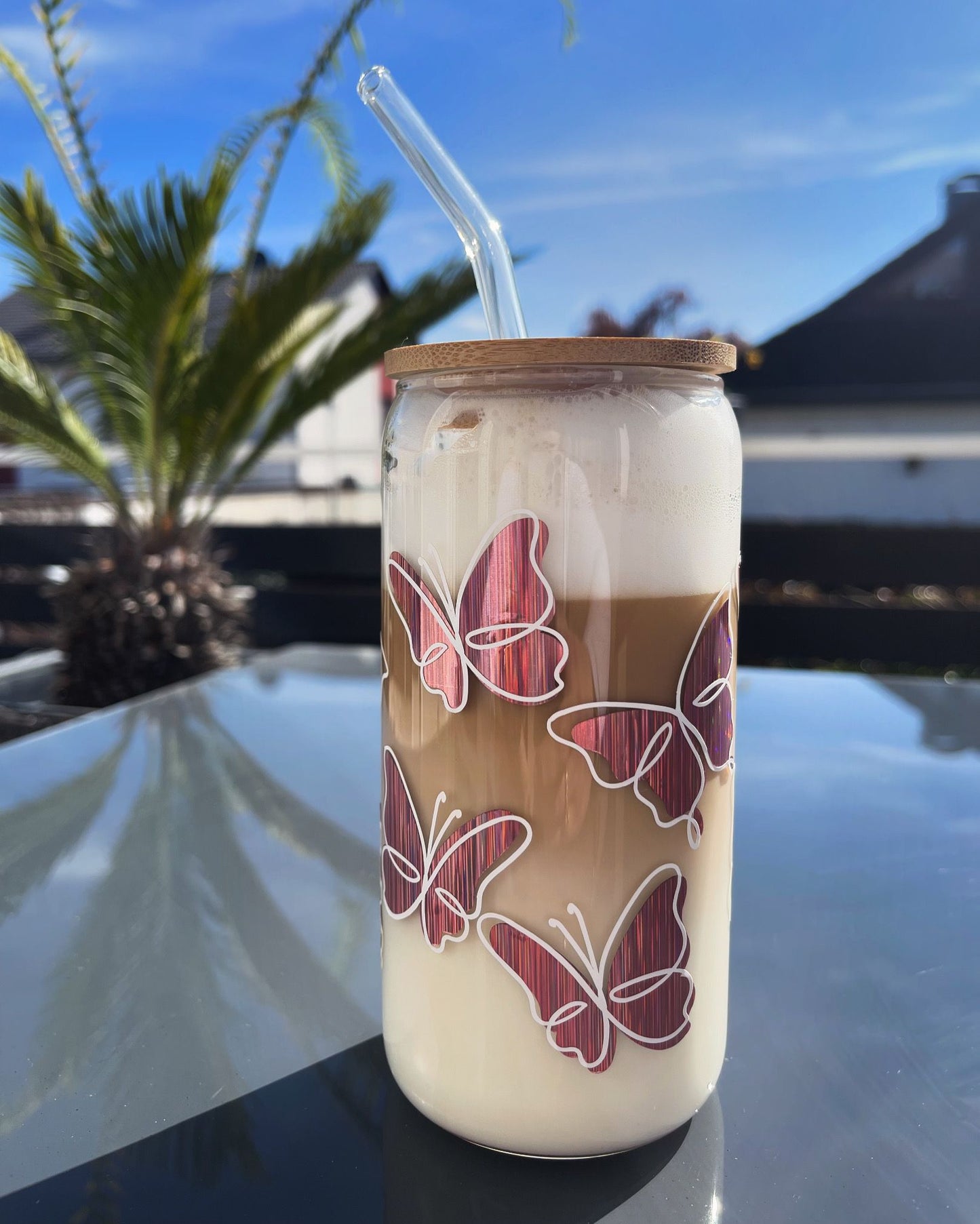 Schmetterling Trinkbecher aus Glas